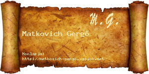 Matkovich Gergő névjegykártya